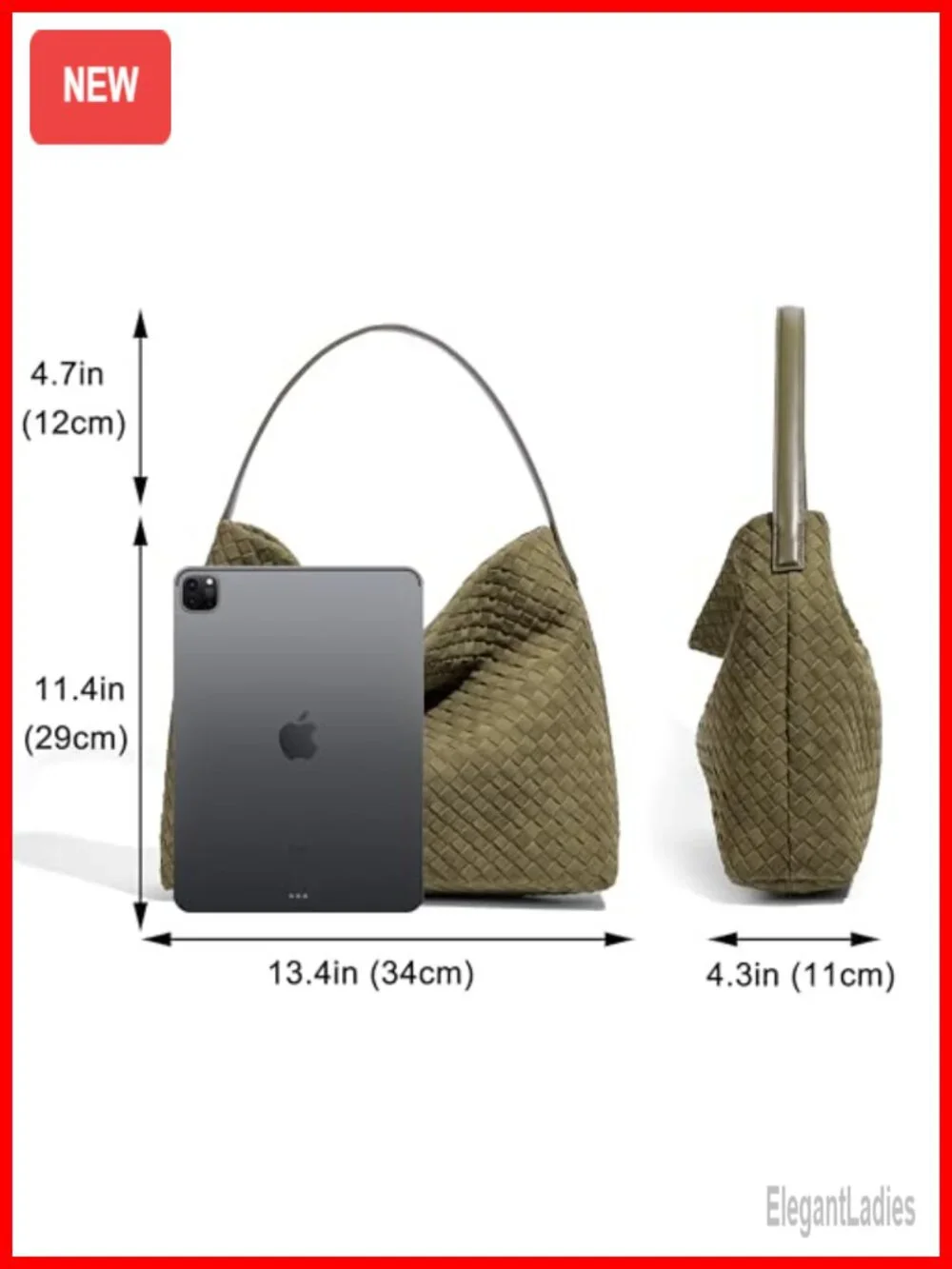 Woven Hobo Handbag Slouchy Shoulder Purse Crossbody Faux Suede Tote